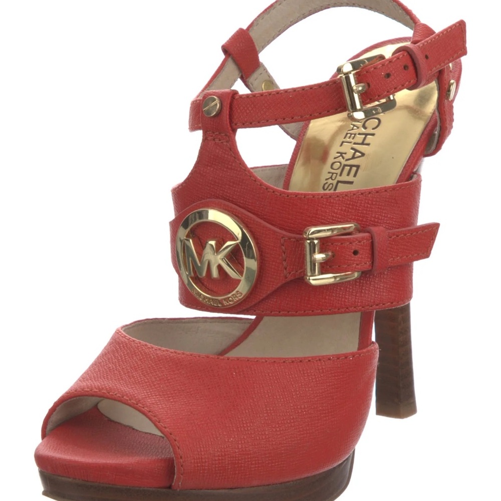 Michael Kors Red Heels with Gold Accents
